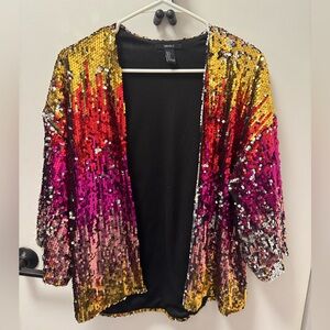 Forever 21 Sequin Open Front Cardigan / Jacket